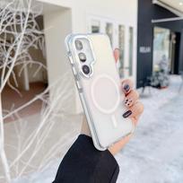 Neslystantis dėklas Samsung Galaxy S25 Edge S24 Ultra S23+ Plus S23 FE, Magnetinis dangtelis, Nano danga Apsauga nuo oksidacijos Gradiento spalva Galaxy S24 Ultra balta