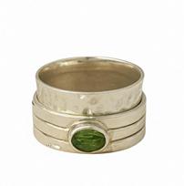 Žalias peridoto suktukas žiedas, 925 prabos solidus sterlingas sidabras, minimalistinis nerimo malšinimo meditacijos žiedas 4 sidabras