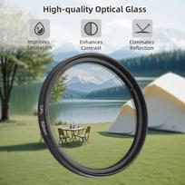52 mm CPL filtras telefono kameros objektyvui, prisegamas poliarizacijos filtras su telefono objektyvo spaustuku, pakeitimas iPhone 15 14 13 12 juoda