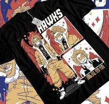 Mano Herojų Akademija anime Sparnuotas Herojus Hawks Keigo Takami Marškinėliai manga Visų Dydžių M
