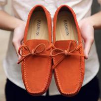 Madingi vyriški batai Natūralios odos laisvalaikio vasariniai batai Klasikiniai vyriški batai Elegantes Slip On Vyriški plokščiapadžiai plius vyriški vairavimo batai 38 oranžinė