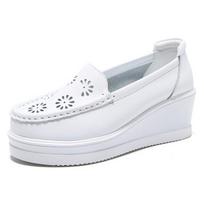 Moteriški balti slaugos batai Pavasaris Ruduo Moteriški pleištai Platforminiai mokasinai Moteriški darbiniai slip-on natūralios odos batai Tenis Feminino 35
