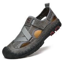 Basutės Vyriškos Vasarinės Naujos Lauko Vandens Perėjimo Paplūdimio Avalynė Vyriškos Uždaru Pirštu Tinklelio Basutės Neslystančios Su Skylutėmis Avalynė 38 pilka spalva