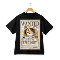 One Piece Luffy Wanted Poster T-Shirt Anime Manga Unisex Tee Gift for Anime Fans S