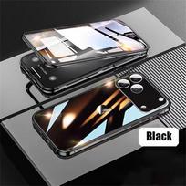 Grūdinto stiklo telefono dėklas iPhone 17 Pro Max telefonui, skirtas iPhone 17 Air 16 15 14 13 12 11 Pro Max, 360° dvipusis magnetinis apsauginis dangtelis For iPhone 17 juoda