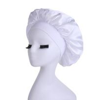 Didelis satino „Bonnet Silk Bonnet“ plaukų įvyniojimas, skirtas miegoti miegui, su elastine minkšta juostele, dideliems moterų plaukų priežiūrai 1PCS balta