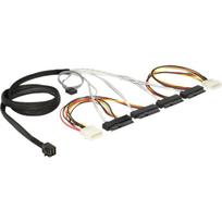 Delock - Internes SAS-Kabel - mit Sidebands - SAS 6Gbit/s - interne SAS, 29-polig (SFF-8482) (W) bis interne Stromversorgung, 4-polig, 4x Mini SAS HD (SFF-8643) (M) - 50 cm