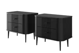 2 x VESPER NIGHT DRAWER 56 2SZ juodas mdf juodas mdf juodos kojos