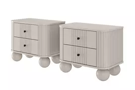 2 x VESPER naktinis staliukas 56 2SZ kašmyras mdf kašmyras juodos rankenos kojos rutuliai
