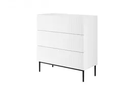 NICOLE komoda 100 3SZ - balta matinė / juodas rėmas