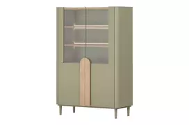Vitrine Amilio - Eucalyptus / Baltic Dune Oak / Natural Oak Handles / Eucalyptus Legs