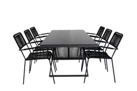 Dallas Dining Table +Lindos Armchair - Black Alu / Black Rope _6