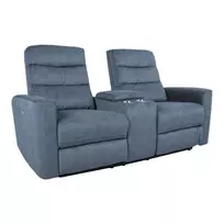 Recliner sofa GASTON 2-seater with electric mechanism, blue