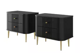 Set Of Night Stands Vesper - Black / Gold Legs