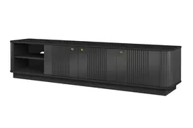 Tv Set Vesper 187 Cm With Open Shelfs - Black / Gold Handles