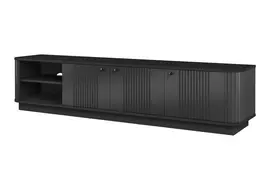 Tv Set Vesper 187 Cm With Open Shelfs - Black / Black Handles