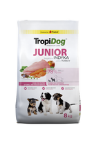 TROPIDOG Premium Junior mažų ir vidutinių veislių šunys su lašiša ir ryžiais 8kg