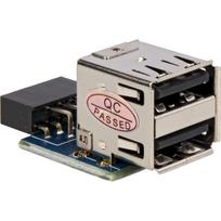 USB 2.0 Adapter, 9 Pin Header > 2x USB-A Buchse (nach oben, übereinander)