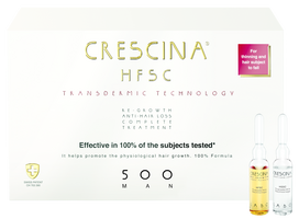 CRESCINA HFSC Transderm 500 Man (20+20), nuo plaukų slinkimo vyrams ampulės, 40 vnt.