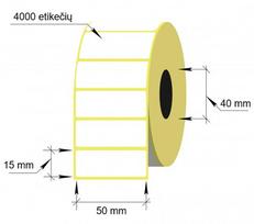 Lipnios etiketės, 1-50x15/40-4000 etik., PP plėvelė, baltos sp.