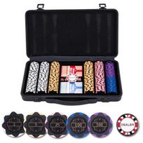 Pokerio rinkinys juodame aliuminio dėkle, 300 žetonų, 14g su vertėmis
