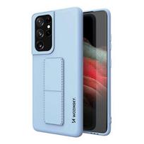 Wozinsky Kickstand silikoninis dėklas su stoveliu Samsung Galaxy S21 Ultra 5G šviesiai mėlynas