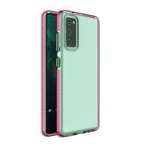 Pavasarinis dėklas, skaidrus TPU gelio apsauginis viršelis su spalvingu rėmeliu Samsung Galaxy A72 4G šviesiai rožinės spalvos