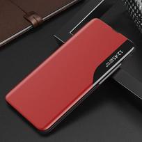 Ekologiška odinė apsauga su stovėjimo funkcija, elegantiška knygos tipo apsauga Samsung Galaxy A22 4G raudona