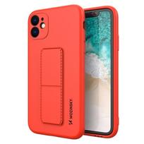 Wozinsky Kickstand Case silikoninė dėklas su stoveliu Samsung Galaxy A22 4G raudonas