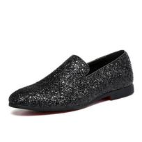 Blizgučiai firminiai batai Vyriški dizaineriai Prabangūs Loafers Vyriški batai Britų stiliaus sidabriniai auksiniai vyriški batai laisvalaikio dideli dydžiai Zapatos Hombre 37 juoda