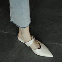 Blogger loves it very much~ pointed toe bag head flat-bottomed slippers for women's outer wear in summer, super versatile half-tow low-heeled Mul 35