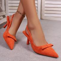 Madingi moteriški aukštakulniai batai su smailiais pirštais Stiletai Seksualūs batai Vasariniai Elegantiški bateliai Suknelė Moteriški sandalai 2025 Nauja tendencija Mujer Zapatillas 36 oranžinė