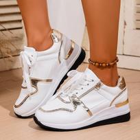 Madingi Madingi Balti Platforminiai Sportbačiai Moterims Suvarstomi Lengvi Bėgimo Bateliai Moteriai Patogūs Žemi Kasdieniniai Sportiniai Bateliai Didelis Dydis 44 37