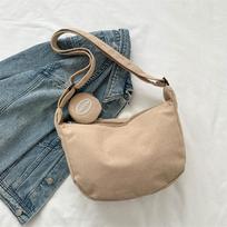 Corduroy Wind Literary Single Shoulder Crossbody Bag Student Casual Hobo Bag With Coins Purse Female Simple Dumpling Bag CLE 26.5x8x22cm chaki