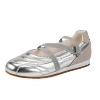Moteriški plokščiapadžiai sandalai Marie Janes batai Moteriški sportiniai kedai Vasara 2025 Prekės ženklo loaferiai Laisvalaikio batai Komfortiški minkštos odos Zapatillas 35 sidabras