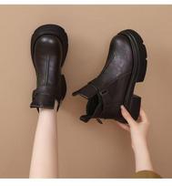 Small thick-soled Martin boots women's 2025 new autumn and winter British style retro versatile Chelsea short cotton boots 35