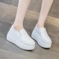 Madingos 8cm moteriškos slip-on loafer tipo bateliai su storu padu ir vandeniui atsparia platforma rudens sezonui 33 balta
