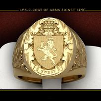 Royal Shield Ring with Lion Crown 18k Gold Plated Men Jewelry Vintage Design 6 auksas