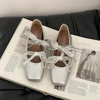 Fashion Spring Autumn Internal Elevation Women Mary Jane Shoes Fashion Shallow Slip On Flats Ladies Concise Ballet Style Shoes 35 sidabras