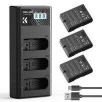 K&F Concept Nikon EN-EL14 camera battery 1050mAh,3-pack + Charger LCD display charger set,Three-slot
