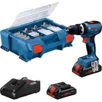 Akku-Schlagbohrschrauber GSB 18V-65 Professional, 18Volt (blau, 2x Li-Ion Akku 4,0Ah, 82-teiliges Zubehör-Set in L-Case)