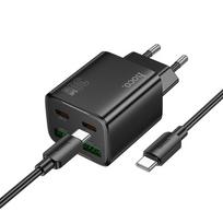 HOCO N56 Charger 2 x Type C + 2 x USB A + Cable Type C to Type C PD QC3.0 3A 30W, Black