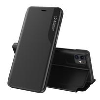Ekologiška odinė apžvalgos dėklas elegantiškas knygos tipo dėklas su stoveliu iPhone 13 Pro juodas