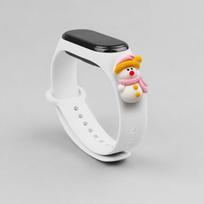 Kalėdinė apyrankė Xiaomi Mi Band 3 / 4 su sniego žmogumi - balta