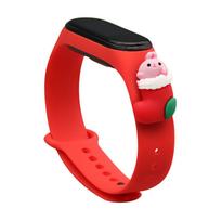 Kalėdinis dirželis Xiaomi Mi Band 3 / 4 Kalėdų silikoninis diržas su kojinėle - Raudonas