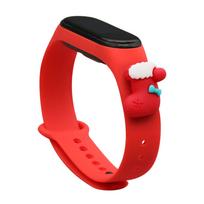 Kalėdinis dirželis Xiaomi Mi Band 3 / 4 Kalėdų silikoninis diržas su kojine - Raudonas