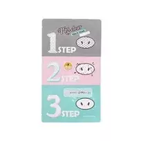 "Holika Holika Pig-nosse Clear Black Head 3 Step Kit" - trijų žingsnių nosies valymo pleistras, 7,0 g