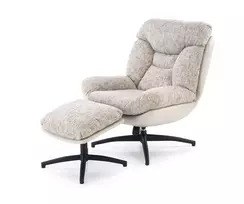 KRONOS armchair with ottoman, beige / multicolored