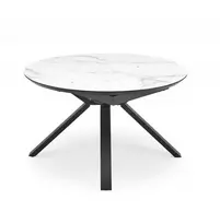 VERTIGO extension table, color: top - white marble, legs - black
