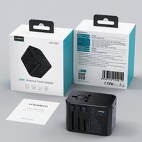 Universalus kelioninis įkroviklis Choetech PD5009 65W 2xUSB-C / USB-A juodas